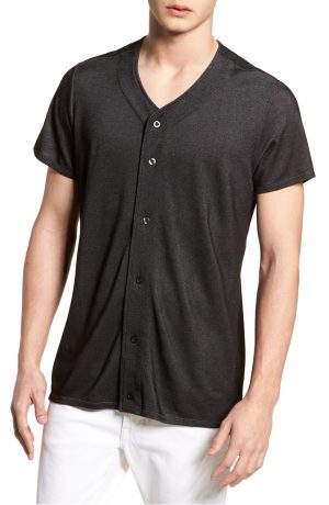 V neck full button tee